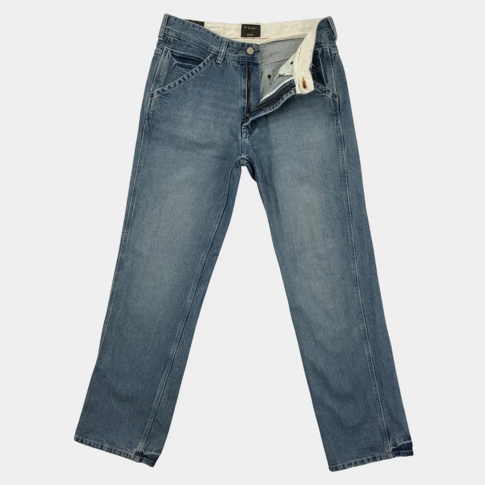 M. Gordon Jeans Mens Y2K 32x32 Light Wash Denim Carpenter Work Pants Straight